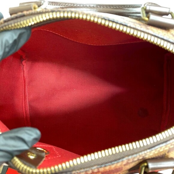 LOUIS VUITTON Brown Damier Leather Speedy 25 Boston Bag - Picture 9 of 10